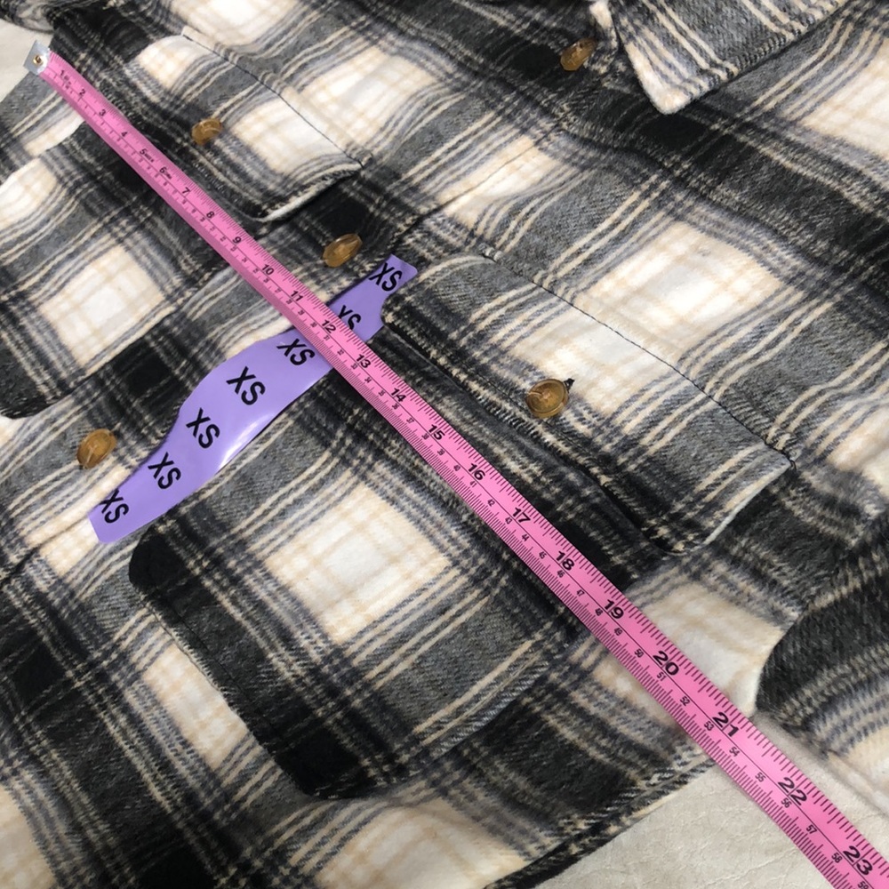 Banana Republic Oversized Ladies' Button Down Plaid Flannel Shirt Jacket Size XS - Picture 9 of 12